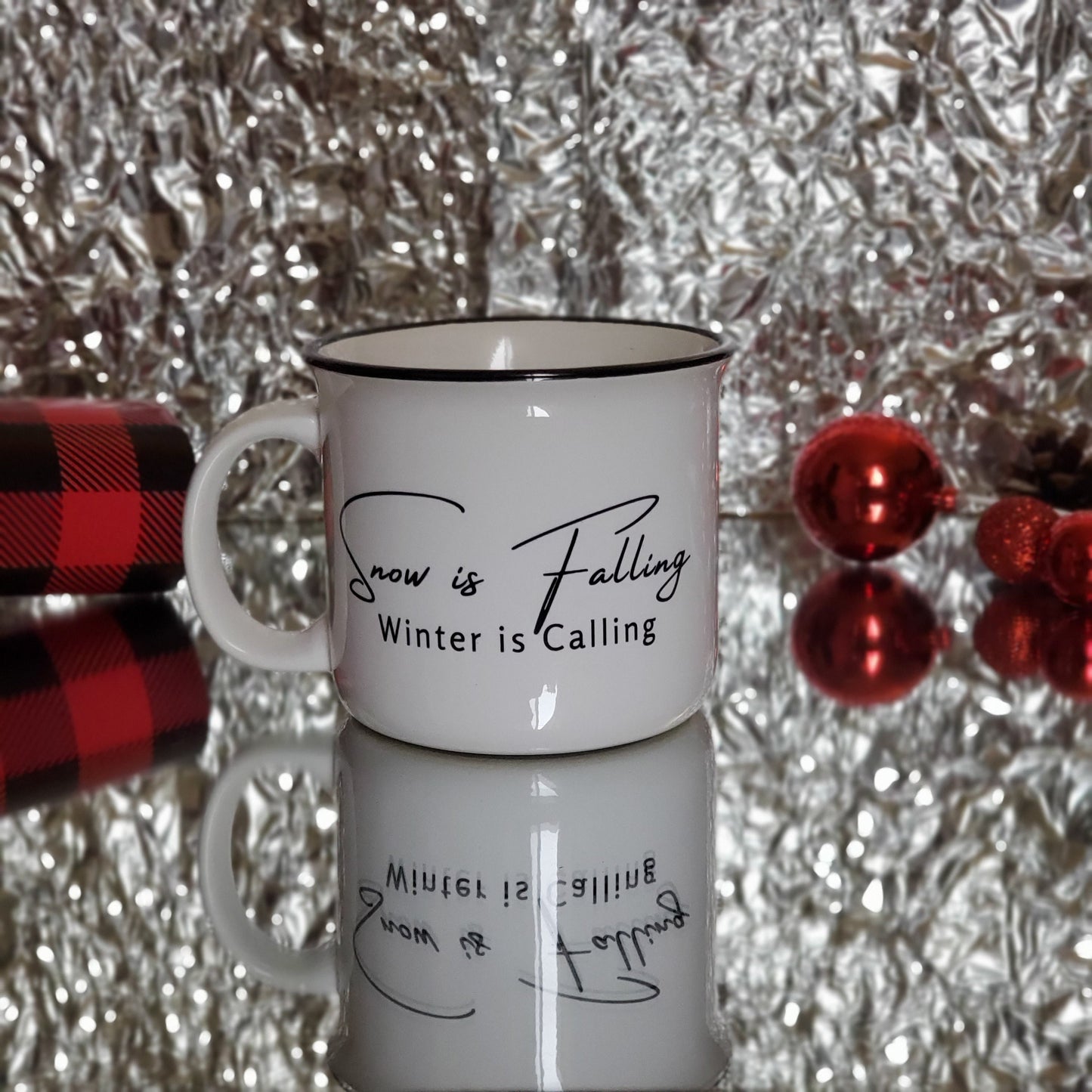 15 Oz Ceramic Camping Mug- Snow is Falling